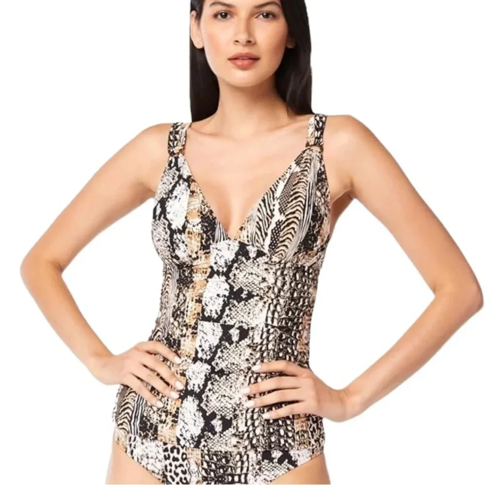 Bleu Rod Beattie Tankini Top Animal Print with Molded Cups Size 4 NWT